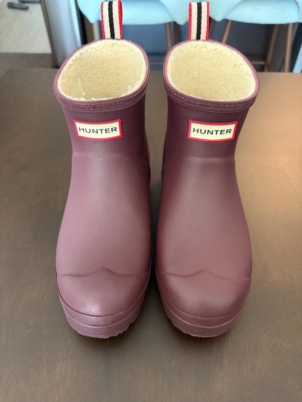 Hunter Play Short Insulated Boot in Burgundy - Size 8